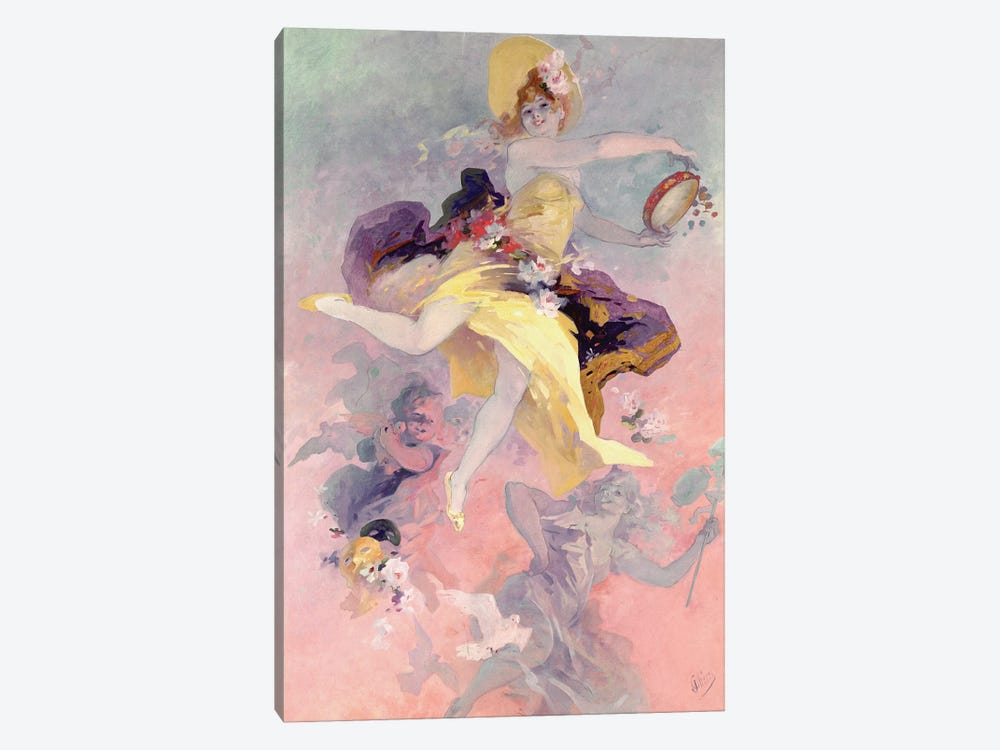 Dancer with a Basque Tambourine  by Jules Cheret 1-piece Canvas Art Print