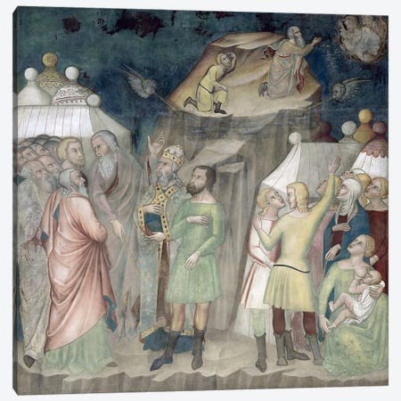 Moses on Mount Sinai, 1356-67  Canvas Print #BMN2990} by Manfredi de Battilori Bartolo di Fredi Canvas Wall Art