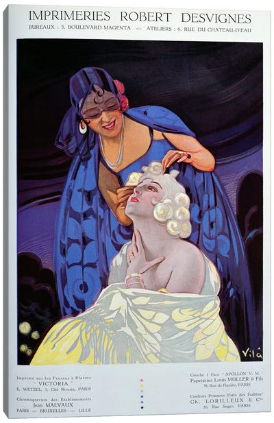 A Spanish Hairdresser, from 'Bulletin Officiel du Syndicat des Imprimeurs', 1928  Canvas Art Print