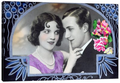 Postcard depicting two lovers, 1932  Canvas Art Print