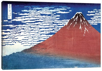 Fine Wind, Clear Morning (Red Fuji) c.1830-32 (Musee Claude Monet) Canvas Art Print - Katsushika Hokusai