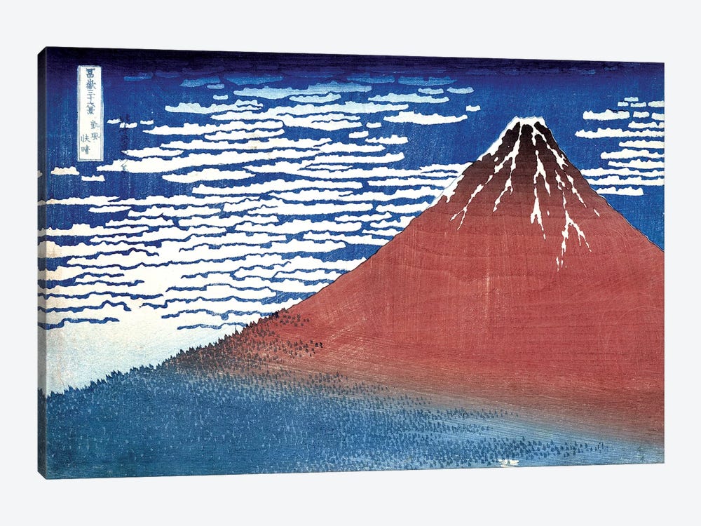 Fine Wind, Clear Morning (Red Fuji) c.1830-32 (Musee Claude Monet) by Katsushika Hokusai 1-piece Canvas Print