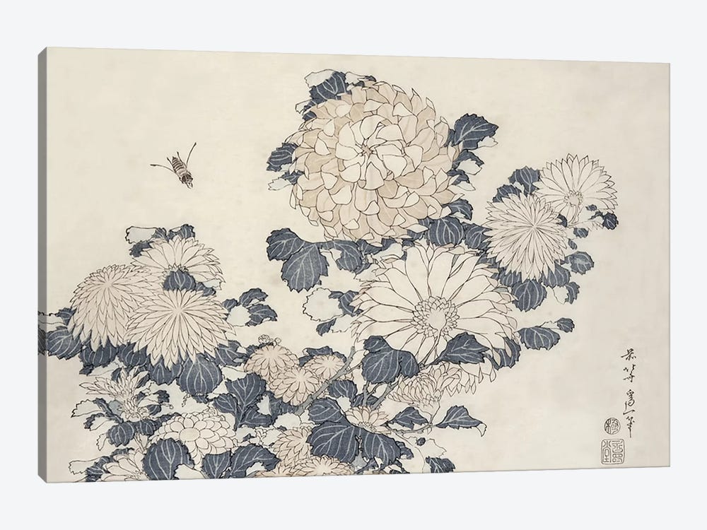 Bee And Chrysanthemums by Katsushika Hokusai 1-piece Canvas Art