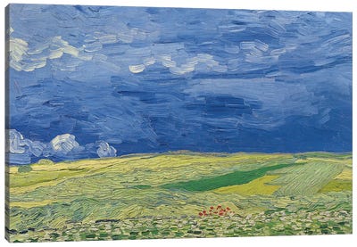Wheatfields under Thunderclouds, 1890  Canvas Art Print - Post-Impressionism Art