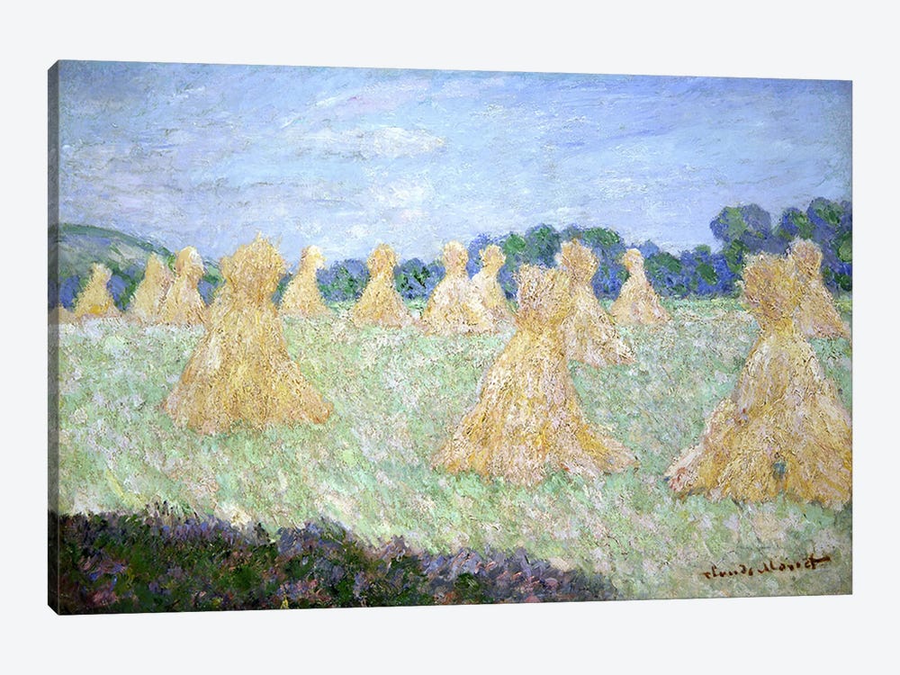 Haystacks, The young Ladies of Giverny, Sun Effect  by Claude Monet 1-piece Canvas Artwork