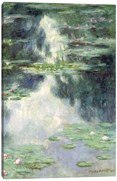Pond with Water Lilies, 1907  Canvas Art Print - Pond Art