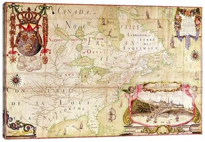 Map of Canada, from 'Carte de l'Amerique Septentrionale'  Canvas Art Print