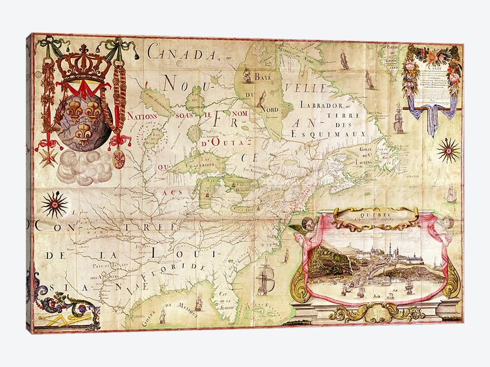 Map of Canada, from 'Carte de l'Amerique Septentrionale'  1-piece Canvas Artwork