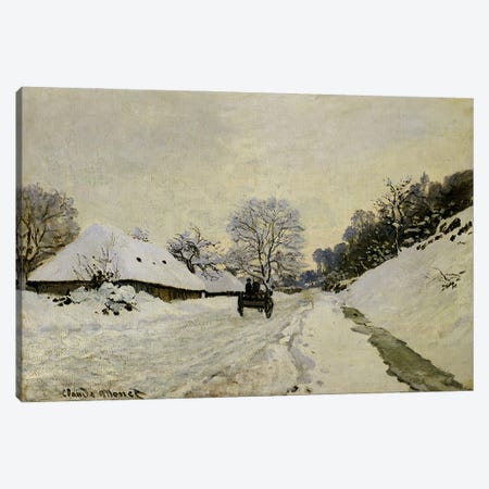 The Cart, or Road under Snow at Honfleur, 1865  Canvas Print #BMN304} by Claude Monet Canvas Wall Art