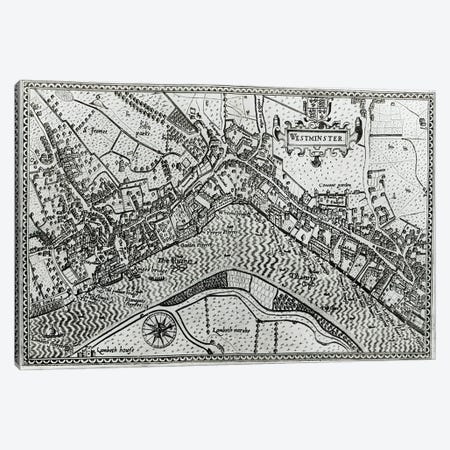 Map of Westminster from 'Speculum Britannia', 1593  Canvas Print #BMN3062} by John Norden Canvas Print
