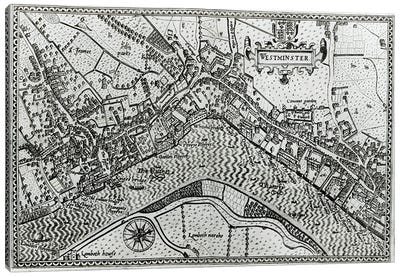 Map of Westminster from 'Speculum Britannia', 1593  Canvas Art Print