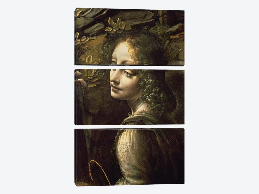 Detail of the Angel, from The Virgin of the Rocks  by Leonardo da Vinci 3-piece Canvas Art
