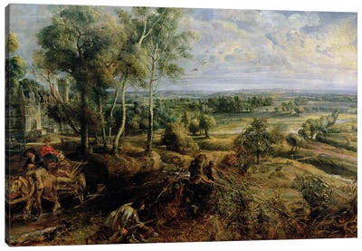 An Autumn Landscape with a view of Het Steen in the Early Morning, c.1636  Canvas Art Print - Peter Paul Rubens
