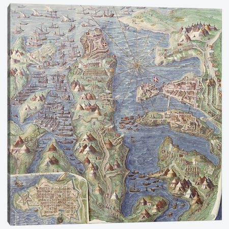 Siege of Malta, detail from the 'Galleria delle Carte Geografiche', 1580-83  Canvas Print #BMN3072} by Italian School Canvas Art