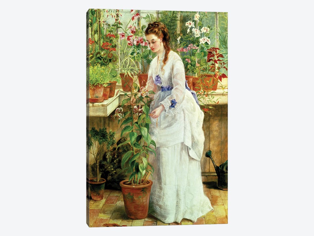Young Lady in a Conservatory by Jane Maria Bowkett 1-piece Canvas Art
