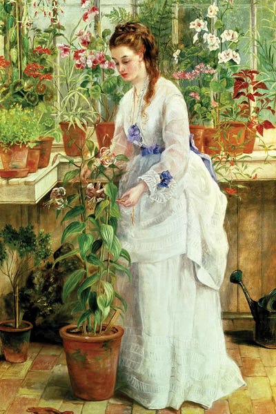 Lilies: Young Lady in a Conservatory by Jane Maria Bowkett
