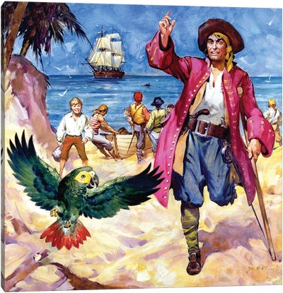 Long John Silver and his Parrot  Canvas Art Print