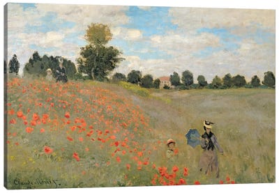 Wild Poppies, Near Argenteuil, 1873 Canvas Art Print - Scenic & Landscape Art