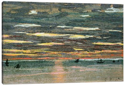 Sunset Over the Sea, 19th century  Canvas Art Print - Coastal Art