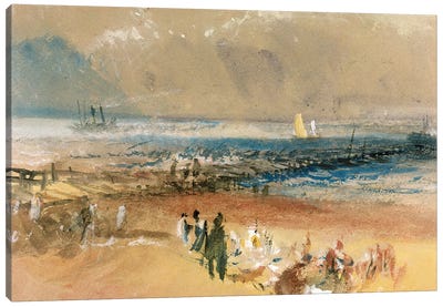Boats at Margate Pier  Canvas Art Print - J.M.W. Turner