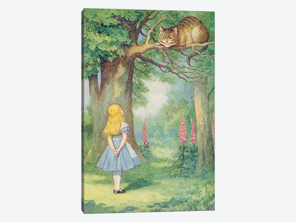 Alice and the Cheshire Cat, illustration from 'Alice in Wonderland' by Lewis Carroll  by John Tenniel 1-piece Canvas Artwork