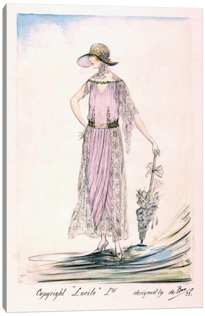 A day dress, 1923 (colour litho) Canvas Art Print - Historical Fashion Art