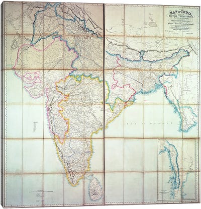 Map of India, 1857  Canvas Art Print - English School