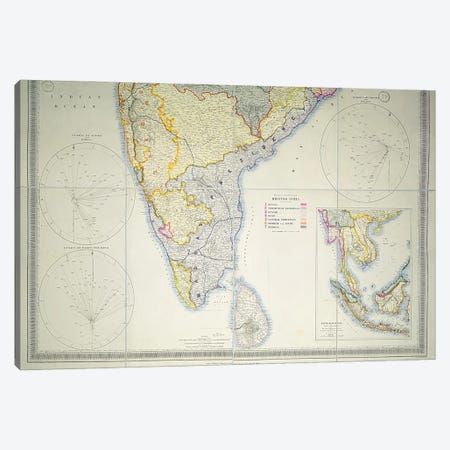 Map of British Southern India, 1872  Canvas Print #BMN3114} by English School Canvas Artwork