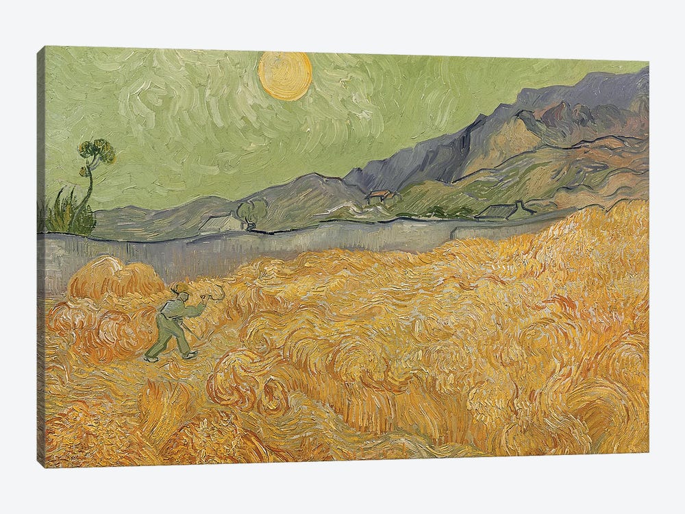 Wheatfield with Reaper, 1889  by Vincent van Gogh 1-piece Canvas Print
