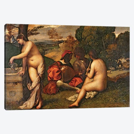 Le Concert Champetre  Canvas Print #BMN3117} by Titian Canvas Wall Art