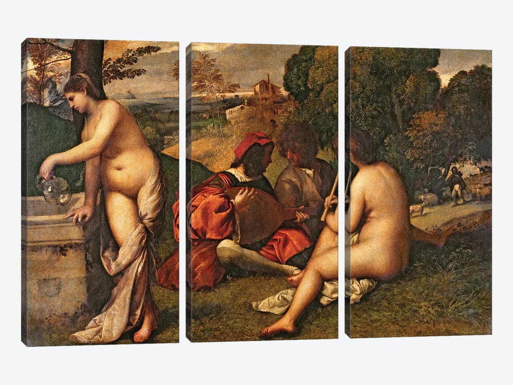 Le Concert Champetre  by Titian 3-piece Canvas Art