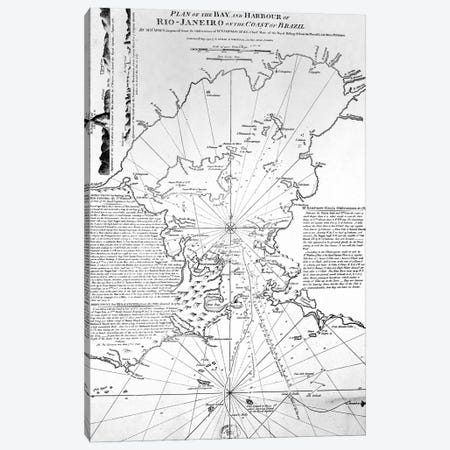 Plan of the Bay and Harbour of Rio de Janeiro on the coast of Brazil, 1794  Canvas Print #BMN3122} by French School Canvas Art