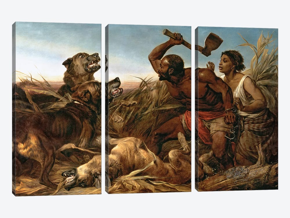 The Hunted Slaves, 1862  by Richard Ansdell 3-piece Canvas Wall Art