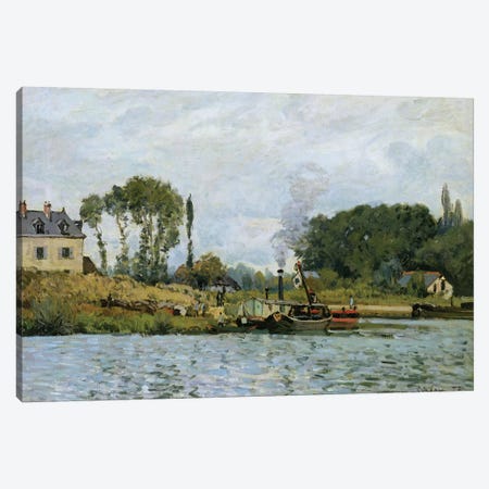 Boats at the lock at Bougival, 1873  Canvas Print #BMN312} by Alfred Sisley Canvas Wall Art