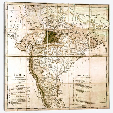 Map of India, 1803  Canvas Print #BMN3136} by English School Canvas Artwork