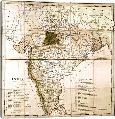 Map of India, 1803  Canvas Art Print