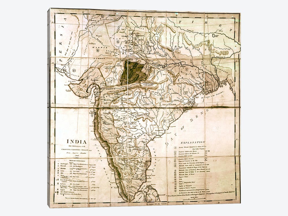 Map of India, 1803  by English School 1-piece Canvas Art Print