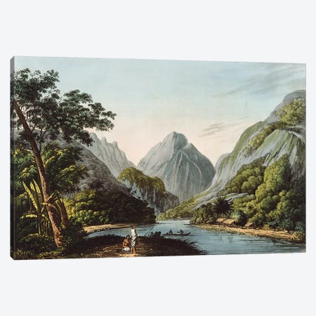 A View in Oheitepha Bay on the Island of Otaheite, from 'Captain Cook's Last Voyage', 1809  Canvas Print #BMN3139} by John Webber Canvas Print