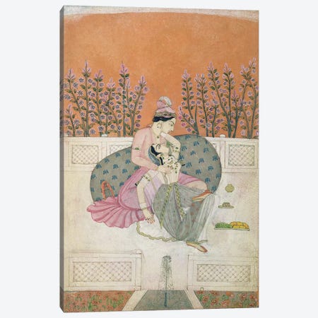 Lovers on a Terrace, Pahari  Canvas Print #BMN3142} by Indian School Canvas Artwork