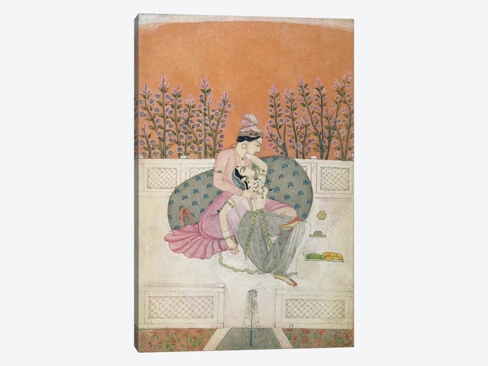 Lovers on a Terrace, Pahari  by Indian School 1-piece Canvas Artwork