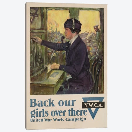 'Back Our Girls Over There', World War I YWCA poster, c.1918  Canvas Print #BMN3176} by Clarence F. Underwood Canvas Art