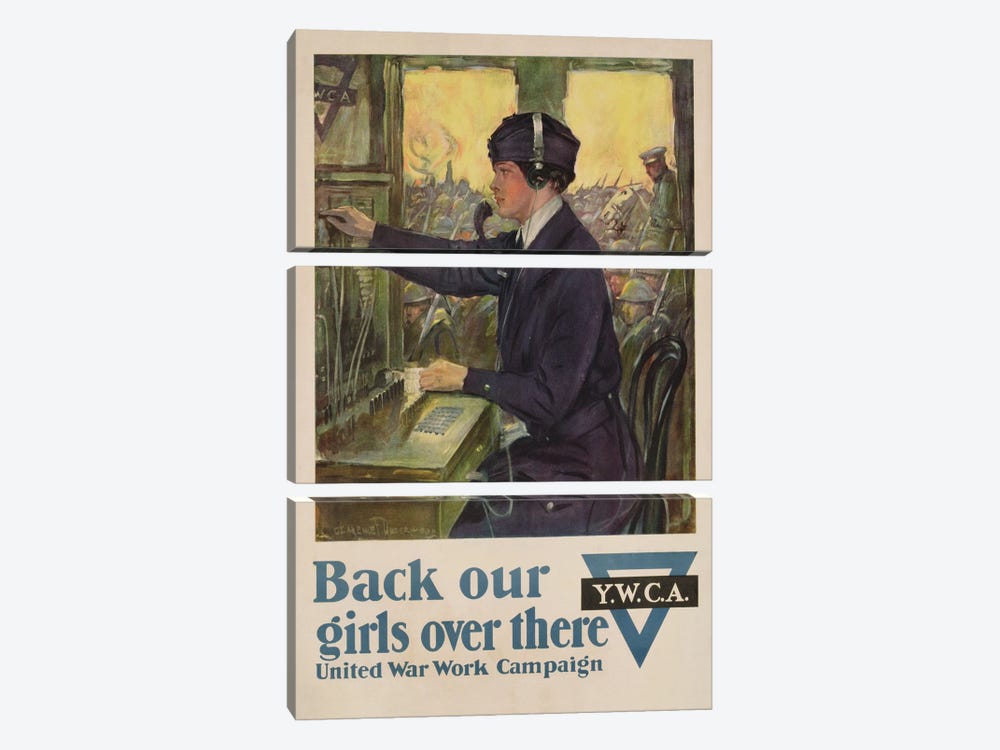 'Back Our Girls Over There', World War I YWCA poster, c.1918  3-piece Canvas Art Print