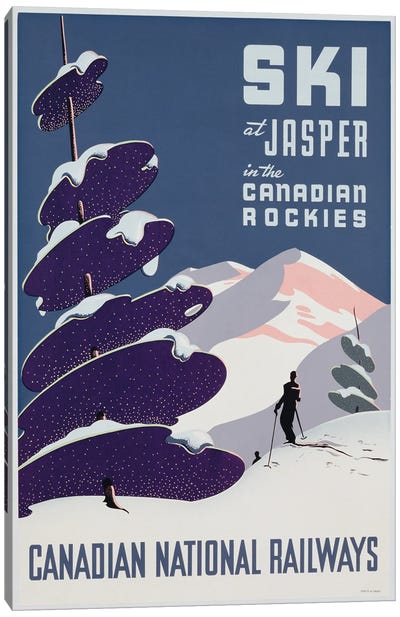Poster advertising the Canadian Ski Resort Jasper  Canvas Art Print