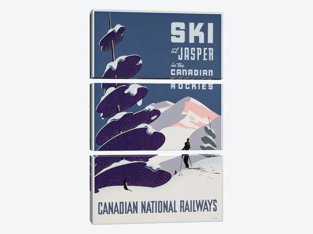 Poster advertising the Canadian Ski Resort Jasper  3-piece Art Print