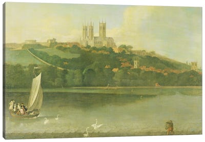 A View of the Cathedral and City of Lincoln from the River, c.1760  Canvas Art Print