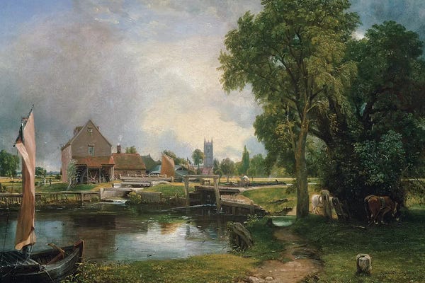 John Constable: Dedham Lock and Mill, 1820  by John Constable