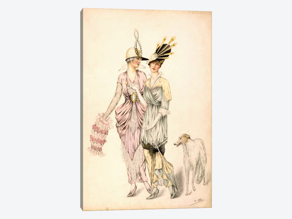 Two dresses for the Goodwood Races, c.1920 (colour litho) by Unknown Artist 1-piece Canvas Art