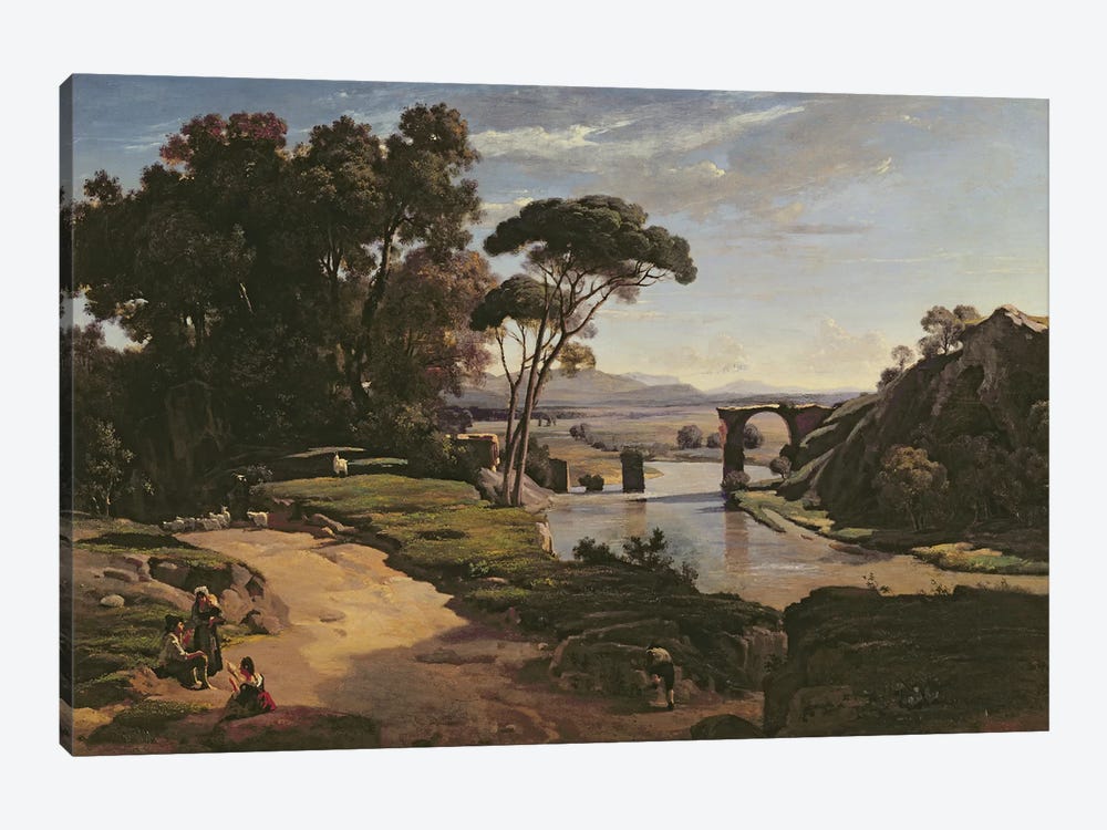 The Bridge at Narni, c.1826-27  by Jean-Baptiste-Camille Corot 1-piece Canvas Artwork