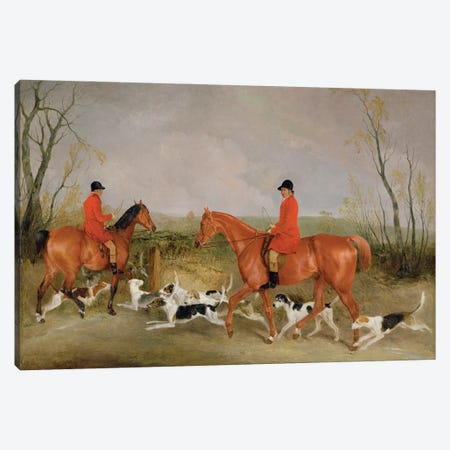 George Mountford, Huntsman to the Quorn, and W. Derry, Whipper-In, at John O'Gaunt's Gorse, nr Melton Mowbray, 1836  Canvas Print #BMN3208} by Richard Barrett Davis Canvas Print