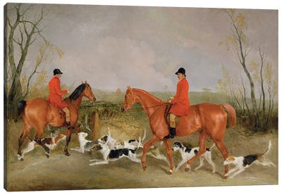 George Mountford, Huntsman to the Quorn, and W. Derry, Whipper-In, at John O'Gaunt's Gorse, nr Melton Mowbray, 1836  Canvas Art Print